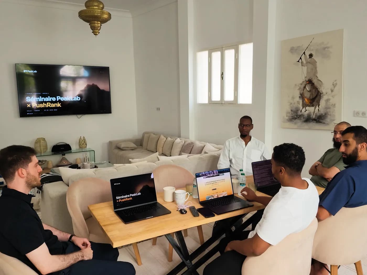 The PeakLab team at a work retreat in a villa in Tangier, June 2026
